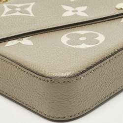 Pre Owned Louis Vuitton Felicie Tourterelle /Crème Damier Ebene Canvas Pochette Bag