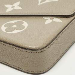 Pre Owned Louis Vuitton Felicie Tourterelle /Crème Damier Ebene Canvas Pochette Bag