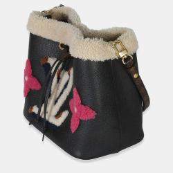 Pre Owned Louis Vuitton Black Shearling Monogram Neonoe MM