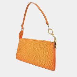 Pre Owned Louis Vuitton Orange Leather Epi Pouch Bag & Keyring