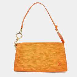 مملوكة مسبقًا Louis Vuitton Orange Leather Epi Pouch Bag & Keyring