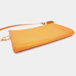 Pre Owned Louis Vuitton Orange Leather Epi Pouch Bag & Keyring