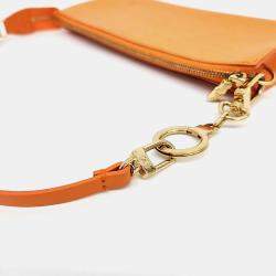 Pre Owned Louis Vuitton Orange Leather Epi Pouch Bag & Keyring