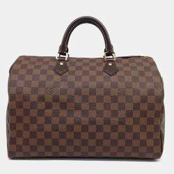 Pre Owned Louis Vuitton Brown Coated Canvas Damier Speedy 35