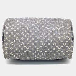 Pre Owned Louis Vuitton Navy Blue Coated Canvas Idylle Bandouliere Speedy 30