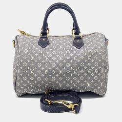 Pre Owned Louis Vuitton Navy Blue Coated Canvas Idylle Bandouliere Speedy 30