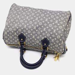 Pre Owned Louis Vuitton Navy Blue Coated Canvas Idylle Bandouliere Speedy 30