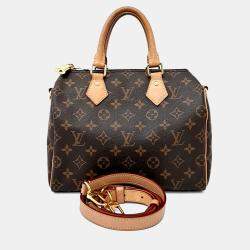 Pre Owned Louis Vuitton Brown Leather and PVC Bandouliere Speedy 25