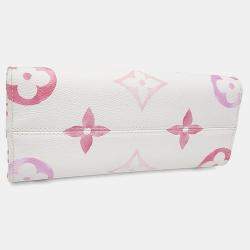 Pre Owned Louis Vuitton Pink White PVC On the Go PM