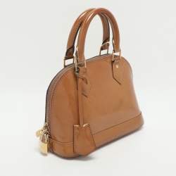 Pre Owned Louis Vuitton Alma BB Noisette Monogram Vernis Bag