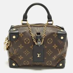 Pre Owned Louis Vuitton Petite Malle Souple Black Monogram Canvas Top Handle Bag
