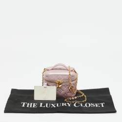 Pre Owned Louis Vuitton Vanity Micro Wisteria Pink Empreinte Monogram Bag