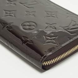 Pre Owned Louis Vuitton Zippy Amarante Monogram Vernis Zip Around Wallet  