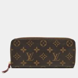 Pre Owned Louis Vuitton Clemence Monogram Canvas Zip Around Wallet