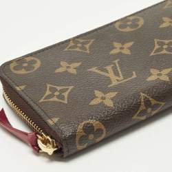 Pre Owned Louis Vuitton Clemence Monogram Canvas Zip Around Wallet
