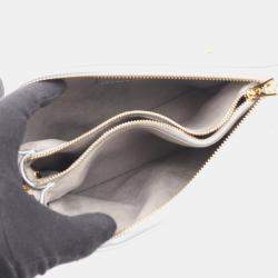 Pre Owned Louis Vuitton Coussin Bb Monogram Embossed Leather Shoulder Bag Silver