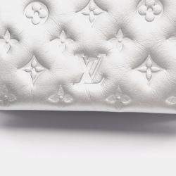 Pre Owned Louis Vuitton Coussin Bb Monogram Embossed Leather Shoulder Bag Silver