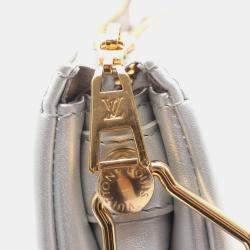 Pre Owned Louis Vuitton Coussin Bb Monogram Embossed Leather Shoulder Bag Silver