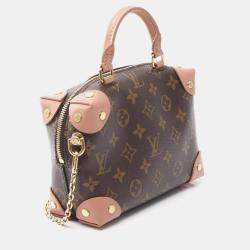 Pre Owned Louis Vuitton Petite Malle Souple Handbag Coated Canvas And Leather Monogram Brown Pink