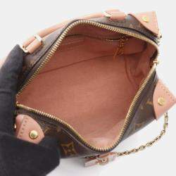 Pre Owned Louis Vuitton Petite Malle Souple Handbag Coated Canvas And Leather Monogram Brown Pink