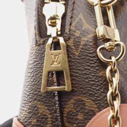 Pre Owned Louis Vuitton Petite Malle Souple Handbag Coated Canvas And Leather Monogram Brown Pink