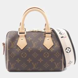 Pre Owned Louis Vuitton Speedy Bandouliere 20 Handbag Coated Canvas And Leather Monogram Brown