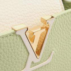 Pre Owned Louis Vuitton Capucines Mini Handbag Taurillon Leather Green And White
