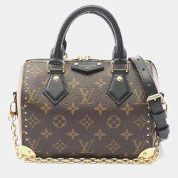 Pre Owned Louis Vuitton Speedy Trunk 20 Monogram Reverse Handbag Coated Canvas And Leather Brown Black