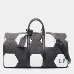 Pre Owned Louis Vuitton Keepall Bandouliere 50 Epi Leather Boston Bag In Noir Black And White