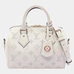 Pre Owned Louis Vuitton Speedy Bandouliere 20 Monogram Leather Handbag White