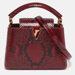 Pre Owned Louis Vuitton Capucines Mini Red Python Bag