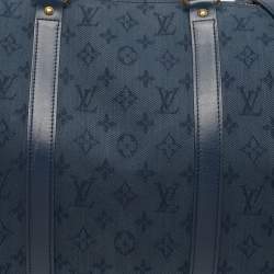 Pre Owned Louis Vuitton Keepall Bandouliere 50 Navy Monogram Denim Duffel Bag