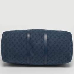 Pre Owned Louis Vuitton Keepall Bandouliere 50 Navy Monogram Denim Duffel Bag