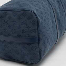 Pre Owned Louis Vuitton Keepall Bandouliere 50 Navy Monogram Denim Duffel Bag