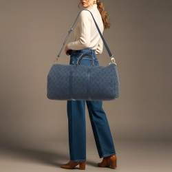 Pre Owned Louis Vuitton Keepall Bandouliere 50 Navy Monogram Denim Duffel Bag