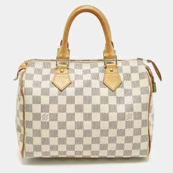 Pre Owned Louis Vuitton Speedy 25 Damier Azur Canvas Bag