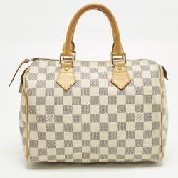 Pre Owned Louis Vuitton Speedy 25 Damier Azur Canvas Bag