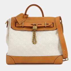 Pre Owned Louis Vuitton Steamer 30 2-Way Hand/Shoulder Bag In Off-White Leather