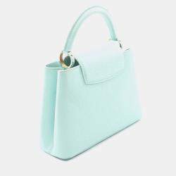 Pre Owned Louis Vuitton Capucines Bb Handbag Leather Taurillon Blue Topaz