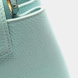 Pre Owned Louis Vuitton Capucines Bb Handbag Leather Taurillon Blue Topaz