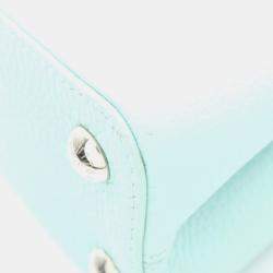 Pre Owned Louis Vuitton Capucines Bb Handbag Leather Taurillon Blue Topaz