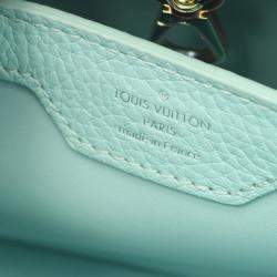 Pre Owned Louis Vuitton Capucines Bb Handbag Leather Taurillon Blue Topaz