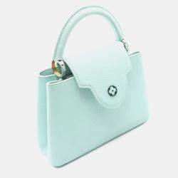 Pre Owned Louis Vuitton Capucines Bb Handbag Leather Taurillon Blue Topaz