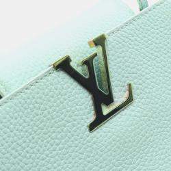 Pre Owned Louis Vuitton Capucines Bb Handbag Leather Taurillon Blue Topaz