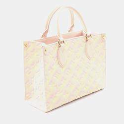 Pre Owned Louis Vuitton On The Go Pm Summer Stardust Handbag Monogram Empreinte Leather Pink And Yellow