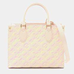 Pre Owned Louis Vuitton On The Go Pm Summer Stardust Handbag Monogram Empreinte Leather Pink And Yellow
