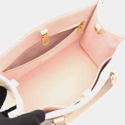 Pre Owned Louis Vuitton On The Go Pm Summer Stardust Handbag Monogram Empreinte Leather Pink And Yellow