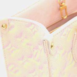 Pre Owned Louis Vuitton On The Go Pm Summer Stardust Handbag Monogram Empreinte Leather Pink And Yellow