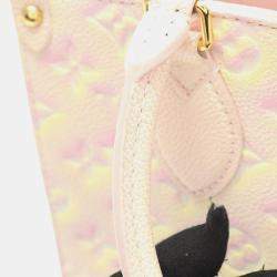 Pre Owned Louis Vuitton On The Go Pm Summer Stardust Handbag Monogram Empreinte Leather Pink And Yellow