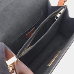 Pre Owned Louis Vuitton Dauphine Mm Monogram Reverse Shoulder Bag Coated Canvas And Leather Brown Beige